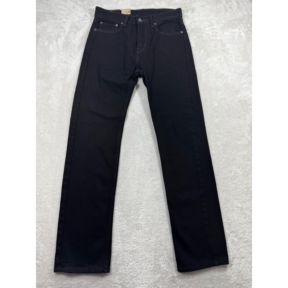 NWT Levi's Mens 505 Regular Fit Straight Black Denim Jeans 28x32 Meas: 30x31.5